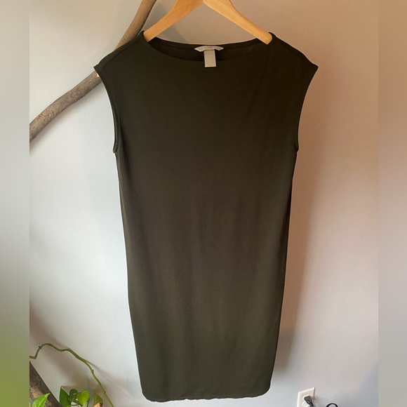 COPY - H&M Olive Green Side Slit Dress / Tunic Top Size Small - Picture 2 of 6